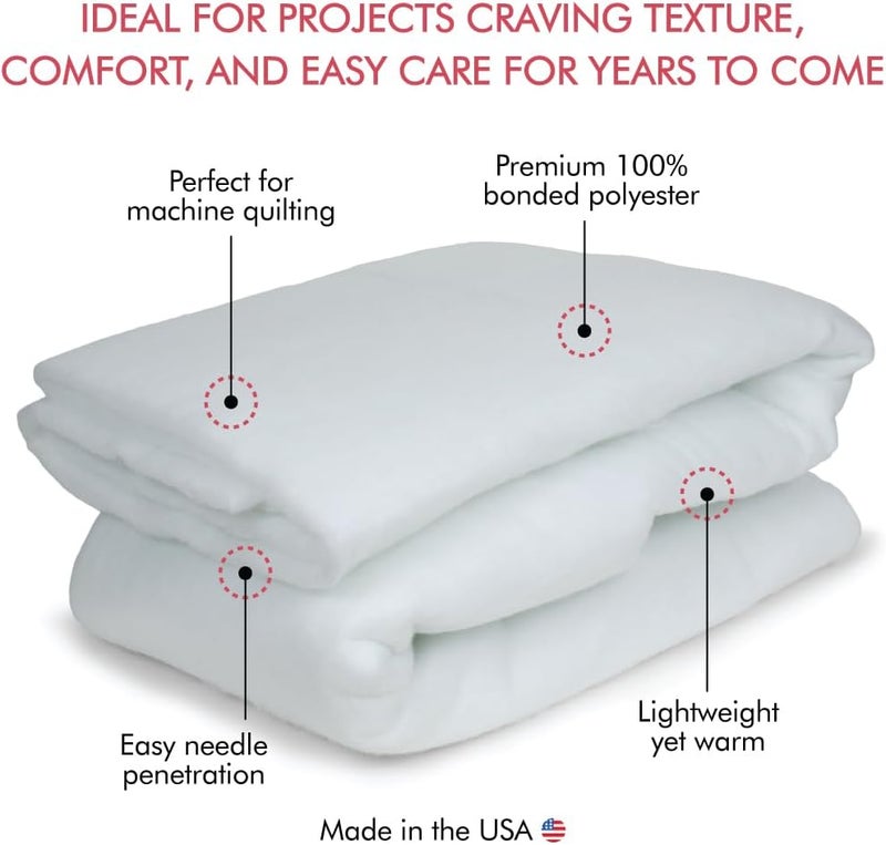 Poly-Fil Fairfield Hi-Loft Quilt Batting, Premium Polyester Batting for Quilting, Ideal for Comforter and Queen-Size Projects, Quilting Supplies, 90" X 108" - Image 4